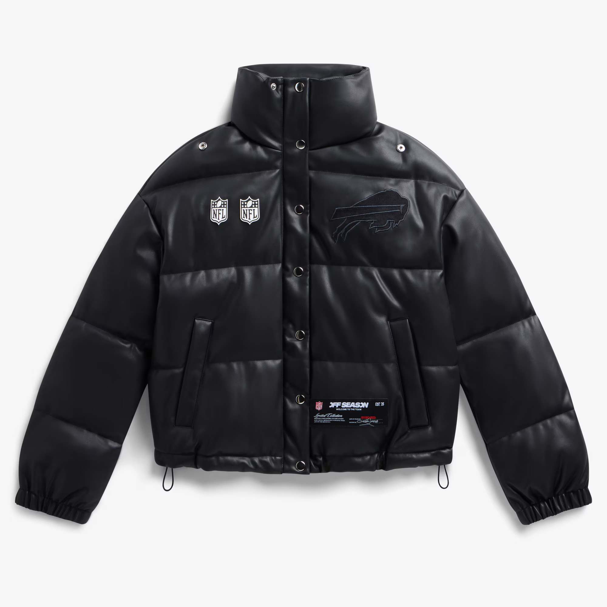 Buffalo Bills Off Season x NFL Women's Faux Leather Puffer Jacket - Black | Fanatics