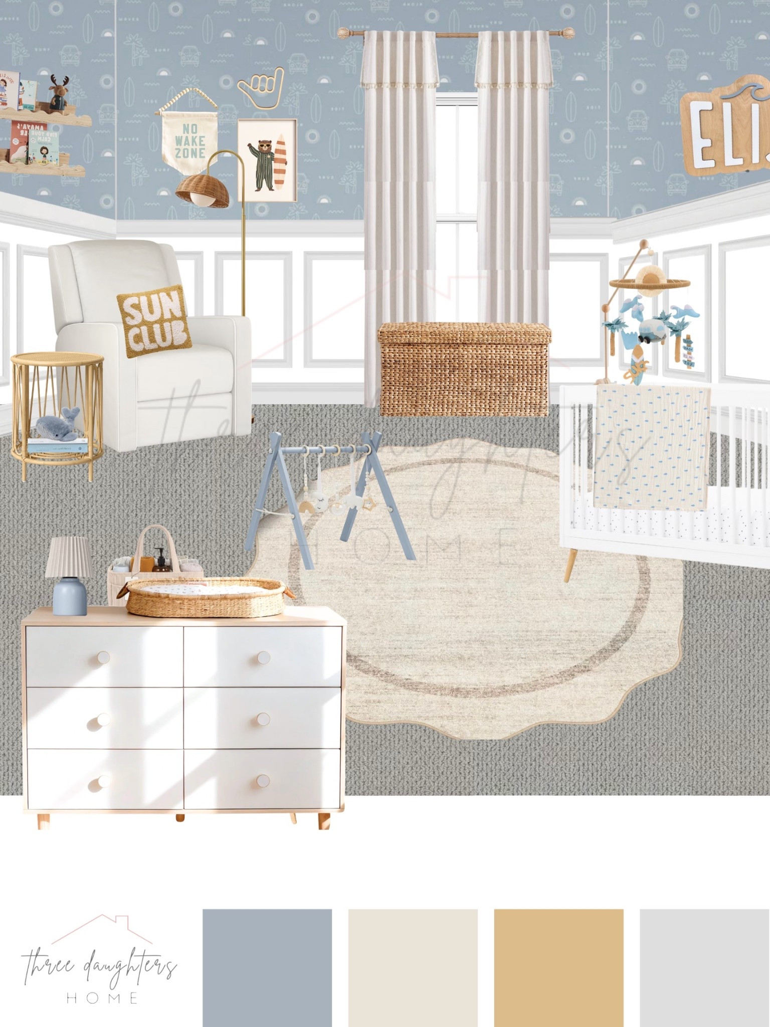 The ultimate no wake zone for the cutest surfer-to-be 🏄‍♂️🌊

boy nursery, blue nursery, baby boy, nursery furniture, round rug, glider, wall shelves, boy room 

#LTKKids #LTKBaby #LTKHome