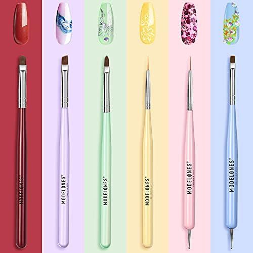 Modelones Nail Art Brushes Set, Nail Art Design Pen Painting Tools with Nail Extension Gel Brush, Na | Amazon (US)