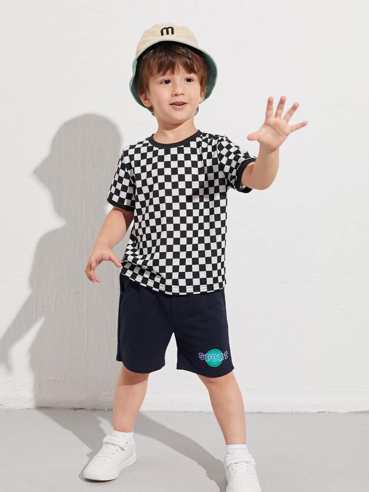 SHEIN Toddler Boys Checker Print Tee | SHEIN