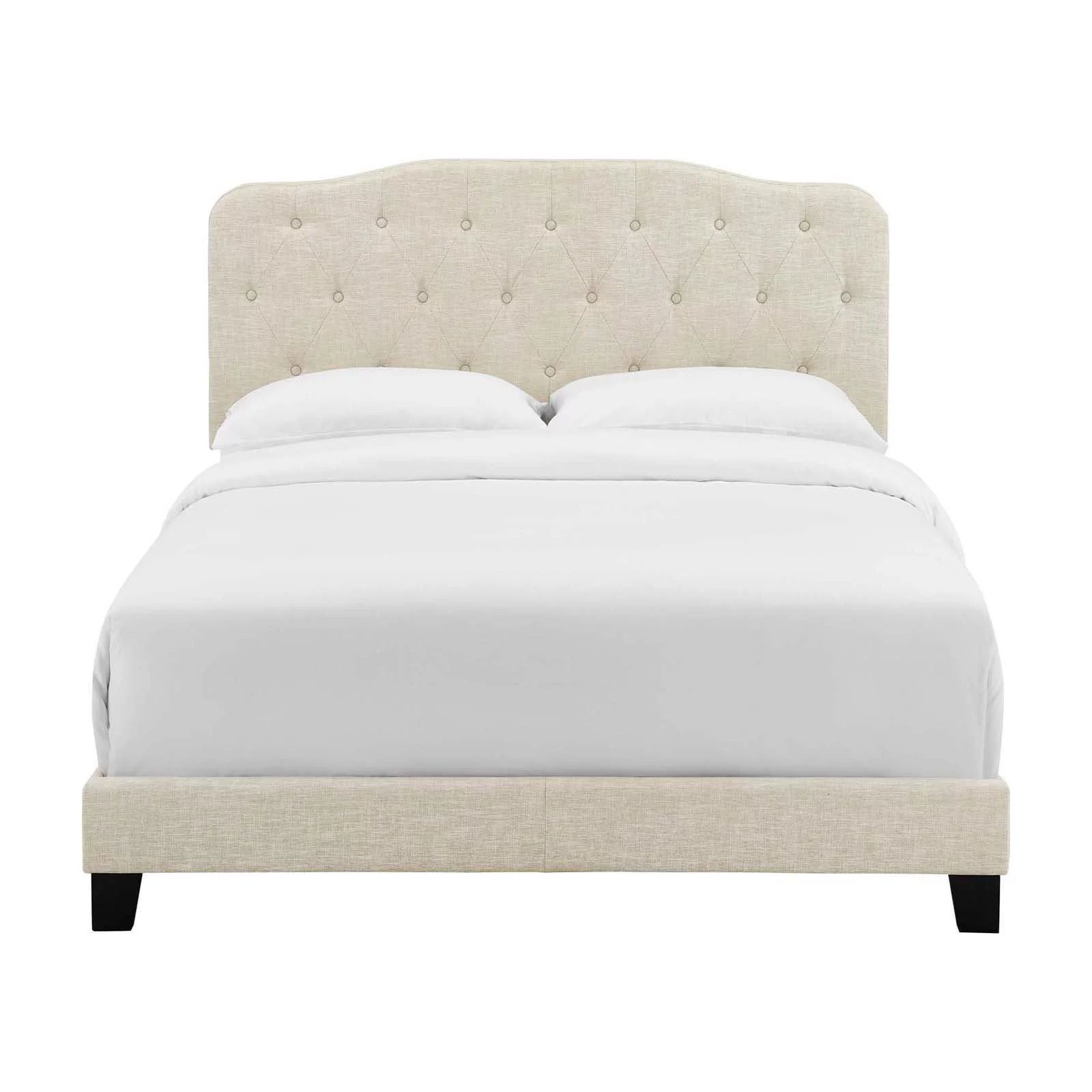 Amelia Full Upholstered Fabric Bed in Beige - Walmart.com | Walmart (US)
