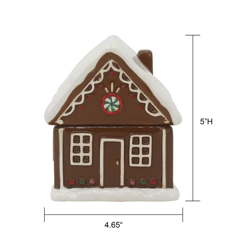 Mainstays 2-Wicks Gingerbread House Ceramic Scented Jar Candle, Holiday Gingerbread, 7.5oz | Walmart (US)