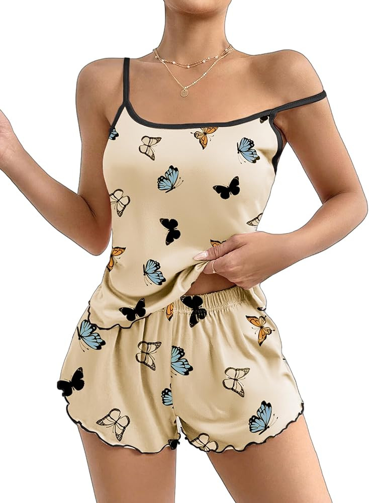 Ekouaer Womens Cami Pajama Sets 2 Piece Cute Print Pjs Soft Tank Top & Elastic Waist Shorts Camis... | Amazon (US)