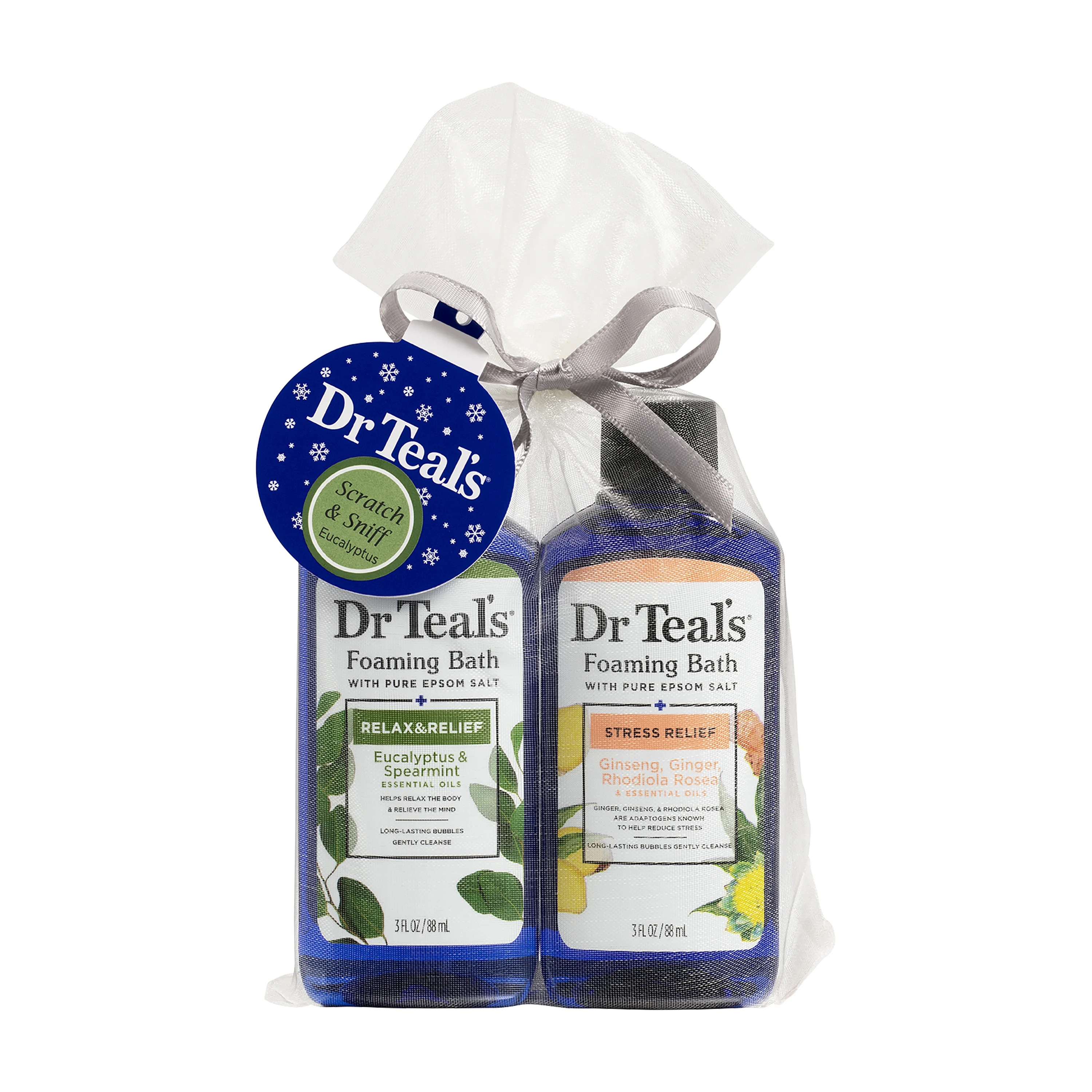 Dr Teal's Eucalyptus & Stress Relief Foaming Bath Stocking Stuffer, 2 Piece | Walmart (US)