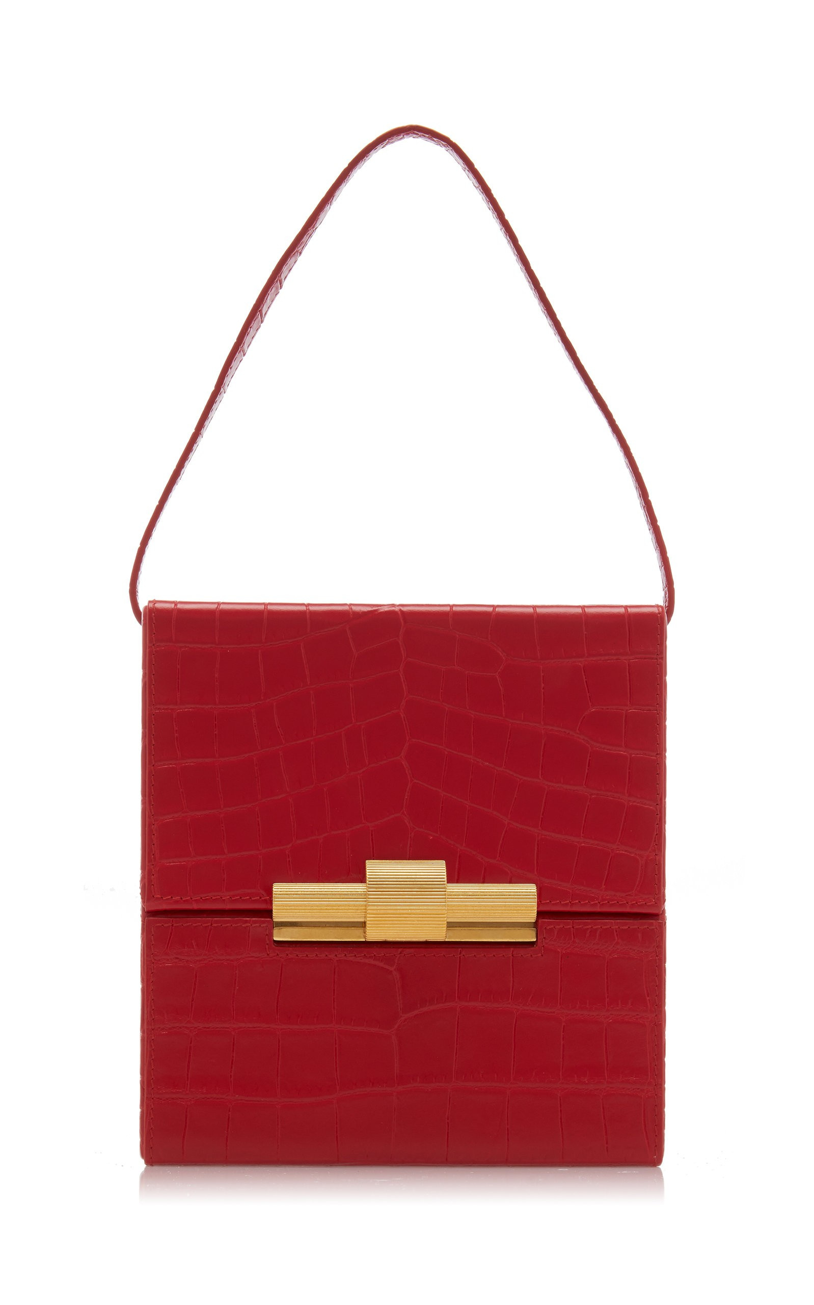 Croc-Effect Leather Shoulder Bag | Moda Operandi Global