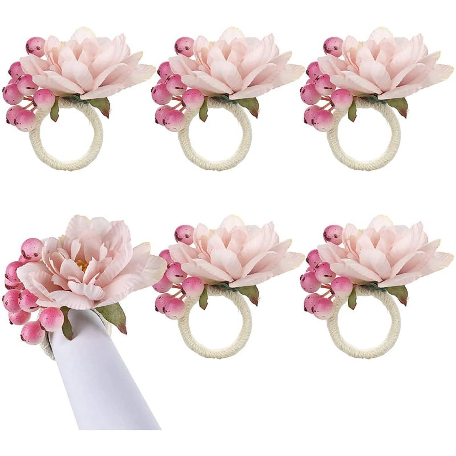 Flower Napkin Rings 6Pcs, Napkin Rings Holder, Spring Floral Buckles Holder Table Decorations, A | Walmart (US)