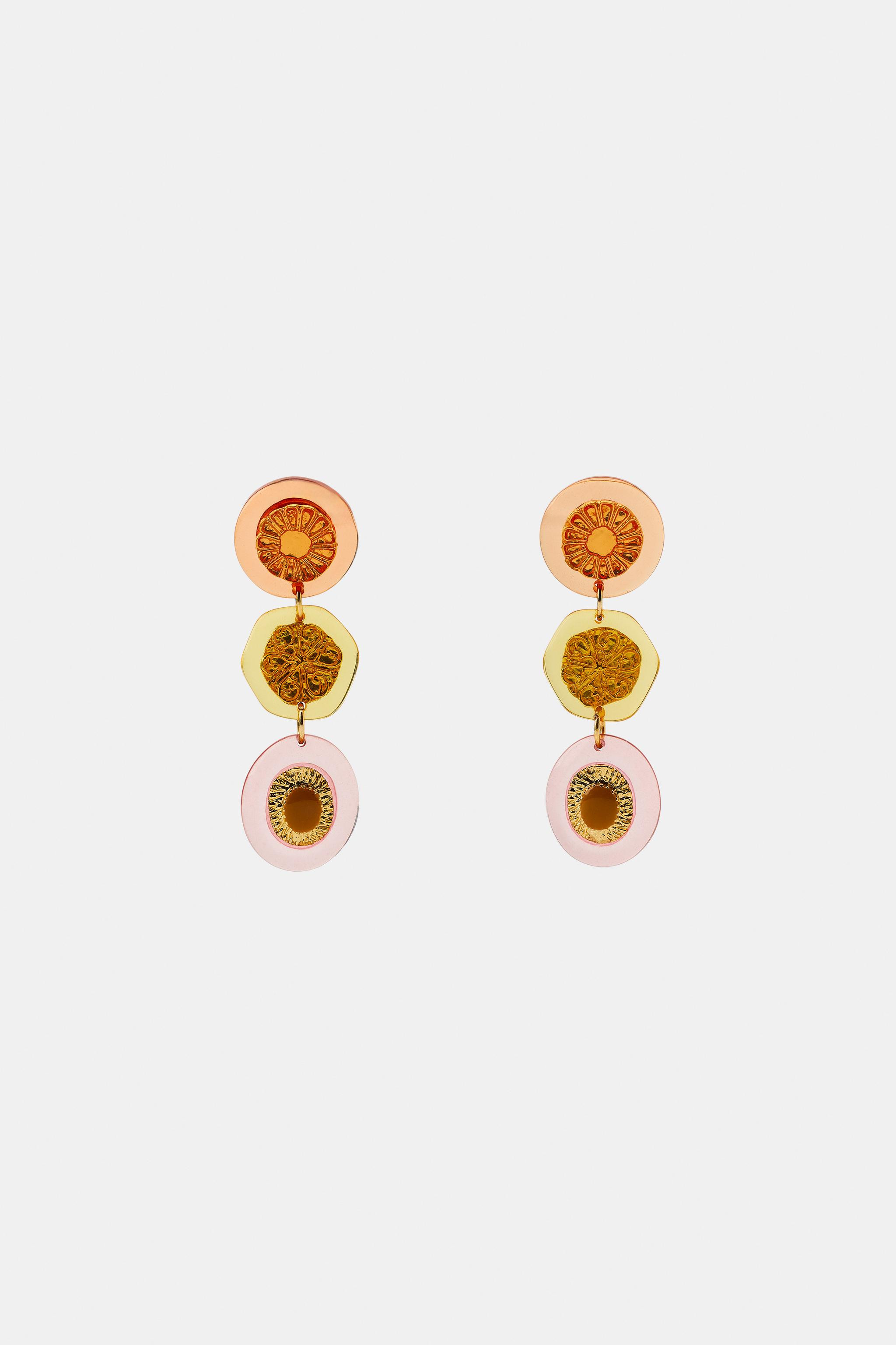 RESIN FLOWER STONE EARRINGS | Zara US