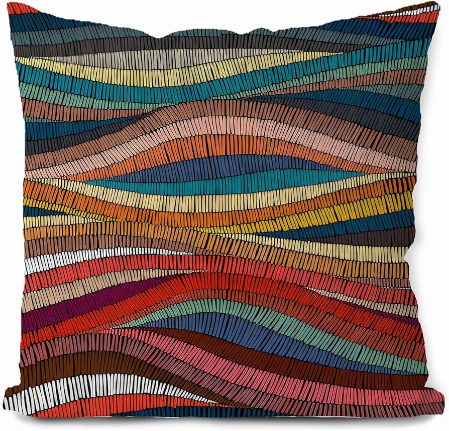 Boho Colorful Pillow Covers,mid Century Modern Decor Throw Pillow Covers 18x18, Bohemian Print De... | Amazon (US)