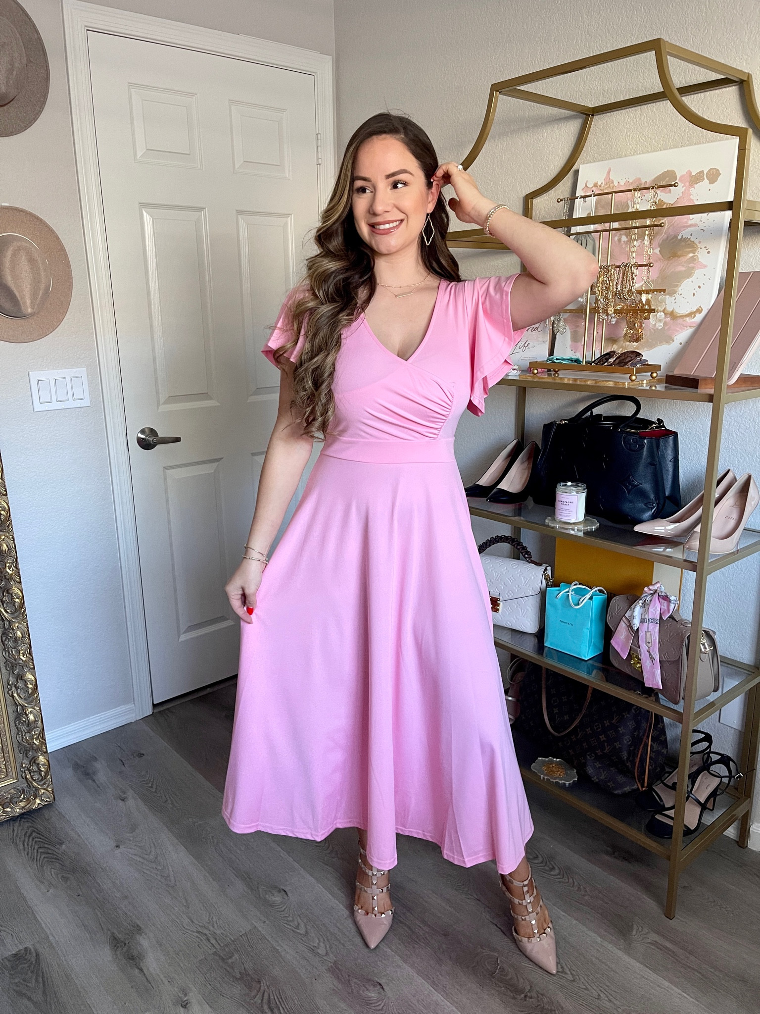Wedding Guest Dress / Flowy Dress, wearing small / Nude heels, tts | Amazon Fashion Finds #weddingguestdress #dress 

#LTKshoecrush #LTKwedding #LTKFind