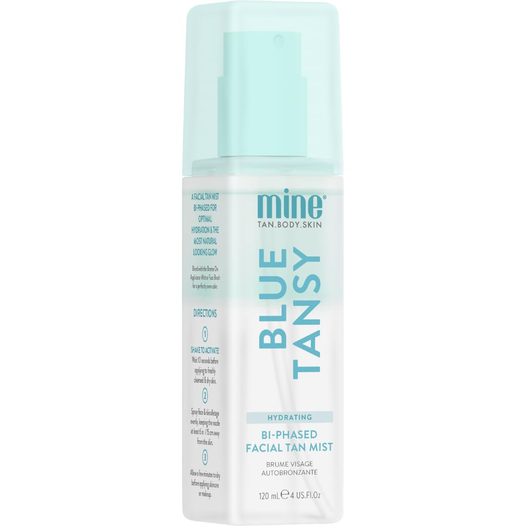 MineTan Bi-Phased Face Tan Mist | Clear Facial Self Tanning Spray - Gradual Daily Fake Tanner, Infused with Blue Tansy Oil, Ultra Hydrating, Cool Toned Sunless Bronze Glow, Shake before Use | Amazon (US)