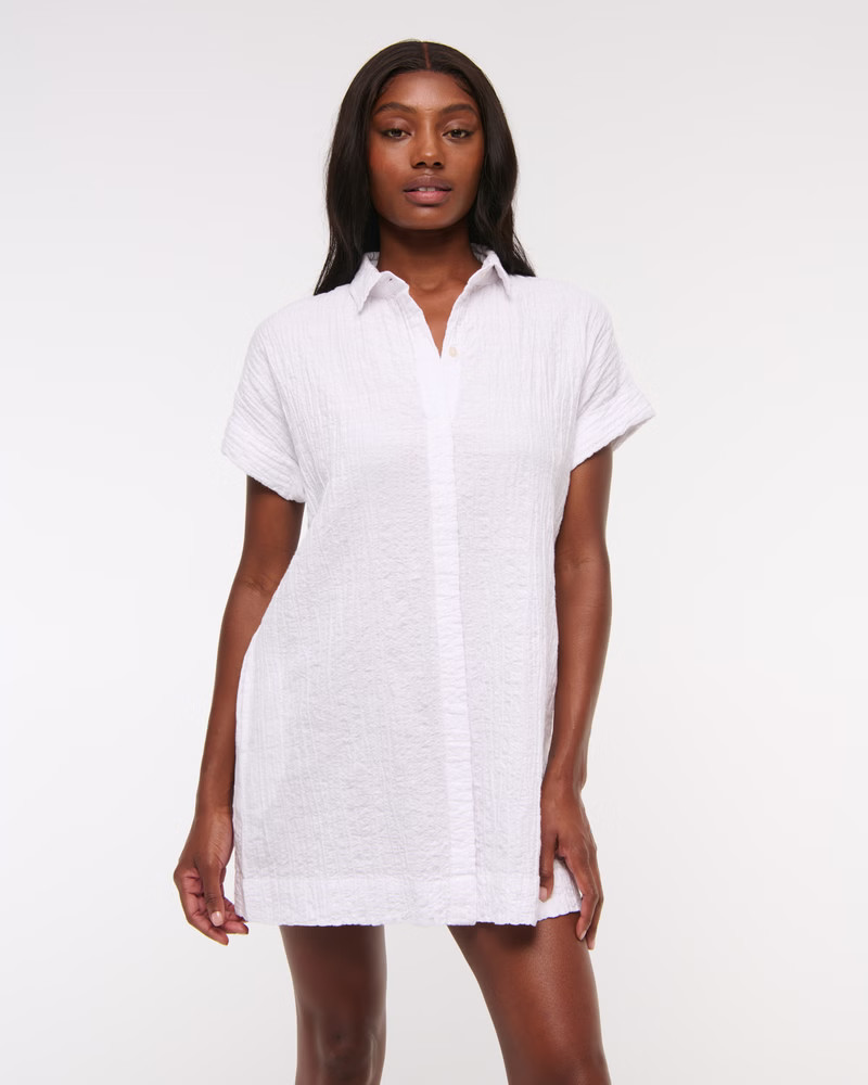 Women's Textured Mini Shirt Dress | Women's Dresses & Jumpsuits | Abercrombie.com | Abercrombie & Fitch (US)