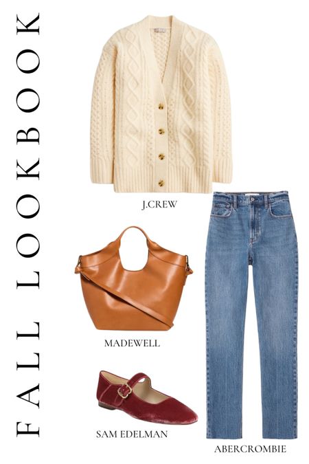 Fall lookbook - cardigan - straight denim - crossbody bag - Mary Jane’s - xs - TTS 

#LTKSeasonal