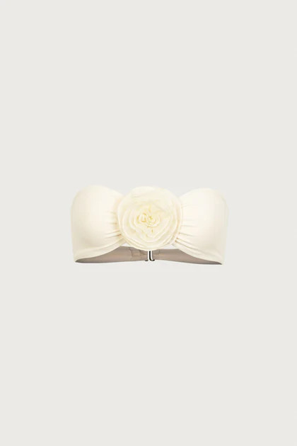 Rose Bandeau Top (Faux Suede Cream/Cream) | SAME