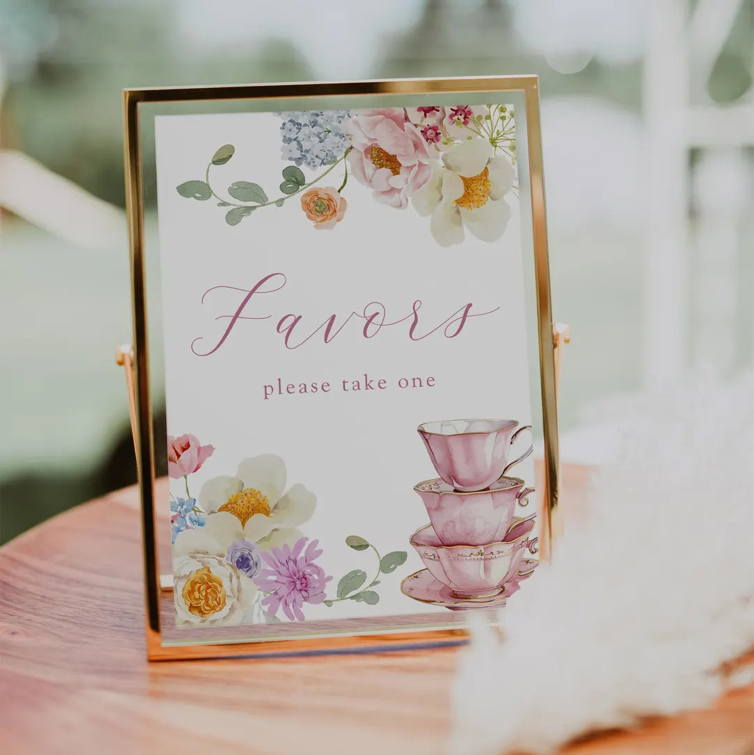 Wildflower Favors Sign Template | Tea Party Sign Digital Download for Bridal Shower, Baby Shower,... | Etsy (US)