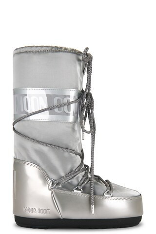 MOON BOOT Icon Low Glance Boot in Metallic Silver | FWRD 