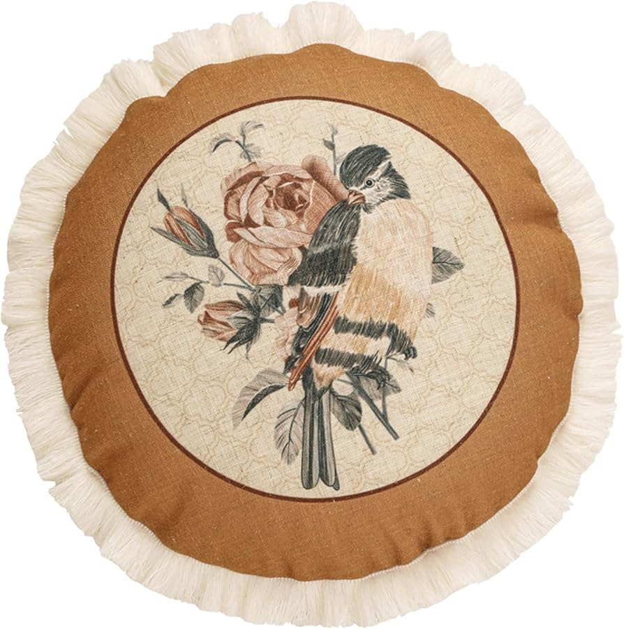 patdrea Designer Vintage Floral Throw Pillow Covers for Couch,Brown Yellow Linen Pillowcases with... | Amazon (US)