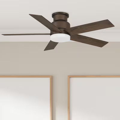 Harbor Breeze Bristle 44-in Bronze with Oak Brown Blades Indoor Flush Mount Ceiling Fan with Ligh... | Lowe's