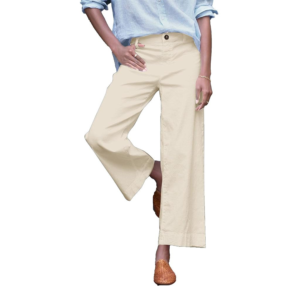 Cropped Linen Pants Women High Waisted Wide Leg Pants for Women Business Casual Comfy Work Pant w... | Amazon (US)