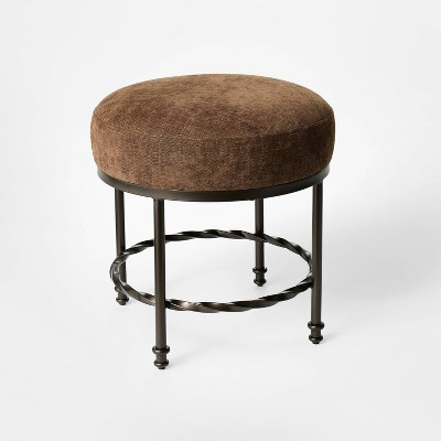 Twisted Metal Upholstered Ottoman Chocolate Brown - Threshold designed with Studio McGee™ | Target