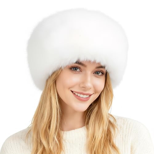 Miayon Fluffy Faux Fur Fuzzy Warm Winter Bucket Hat Cap for Women (White) | Amazon (US)