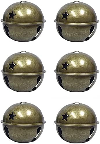 Charmed Large Size Christmas Star Cutout Jingle Bell Ornament 3" Pack of 6 (Brass) | Amazon (US)