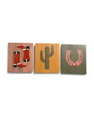 3pc 13x16 Hand Painted Recycled Wood Western Wall Art | TJ Maxx