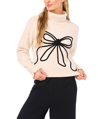Women's Embroidered Ribbon Turtleneck Sweater | Macy's