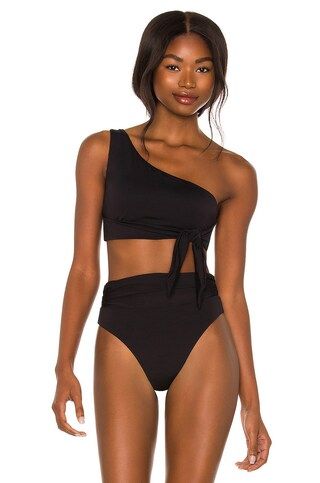 Seafolly Active One Shoulder Bikini Top in Black from Revolve.com | Revolve Clothing (Global)