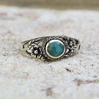 sterling Silver Turquoise Floral Ring | Etsy (US)