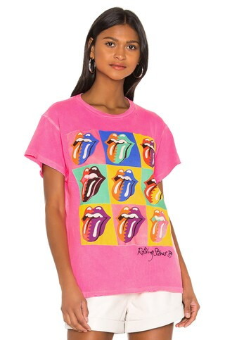 Madeworn Rolling Stones 89 Multi Tongue Tee in Neon Pink from Revolve.com | Revolve Clothing (Global)