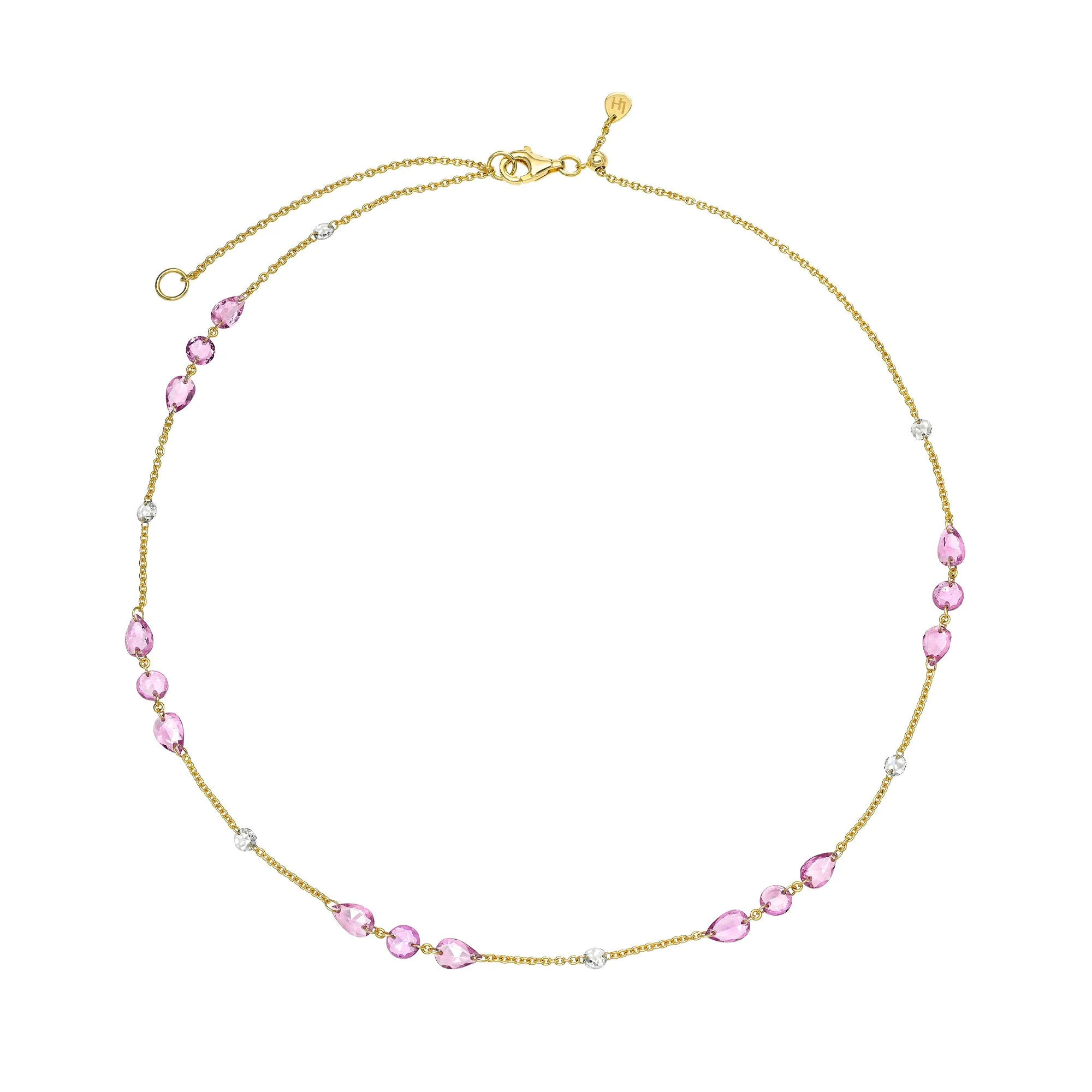 Eau de Rose Cut Iris Pink Sapphire and Diamond Choker | Logan Hollowell