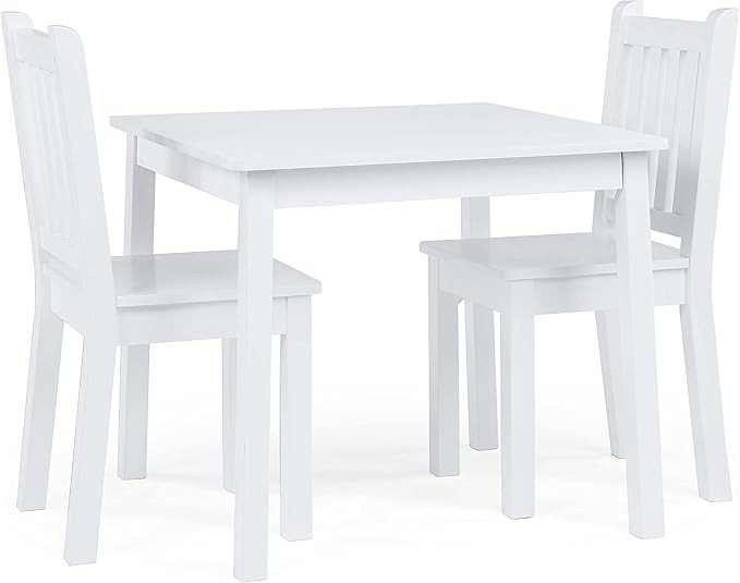 Humble Crew, White Kids Wood Square Table and 2 Chairs Set | Amazon (US)