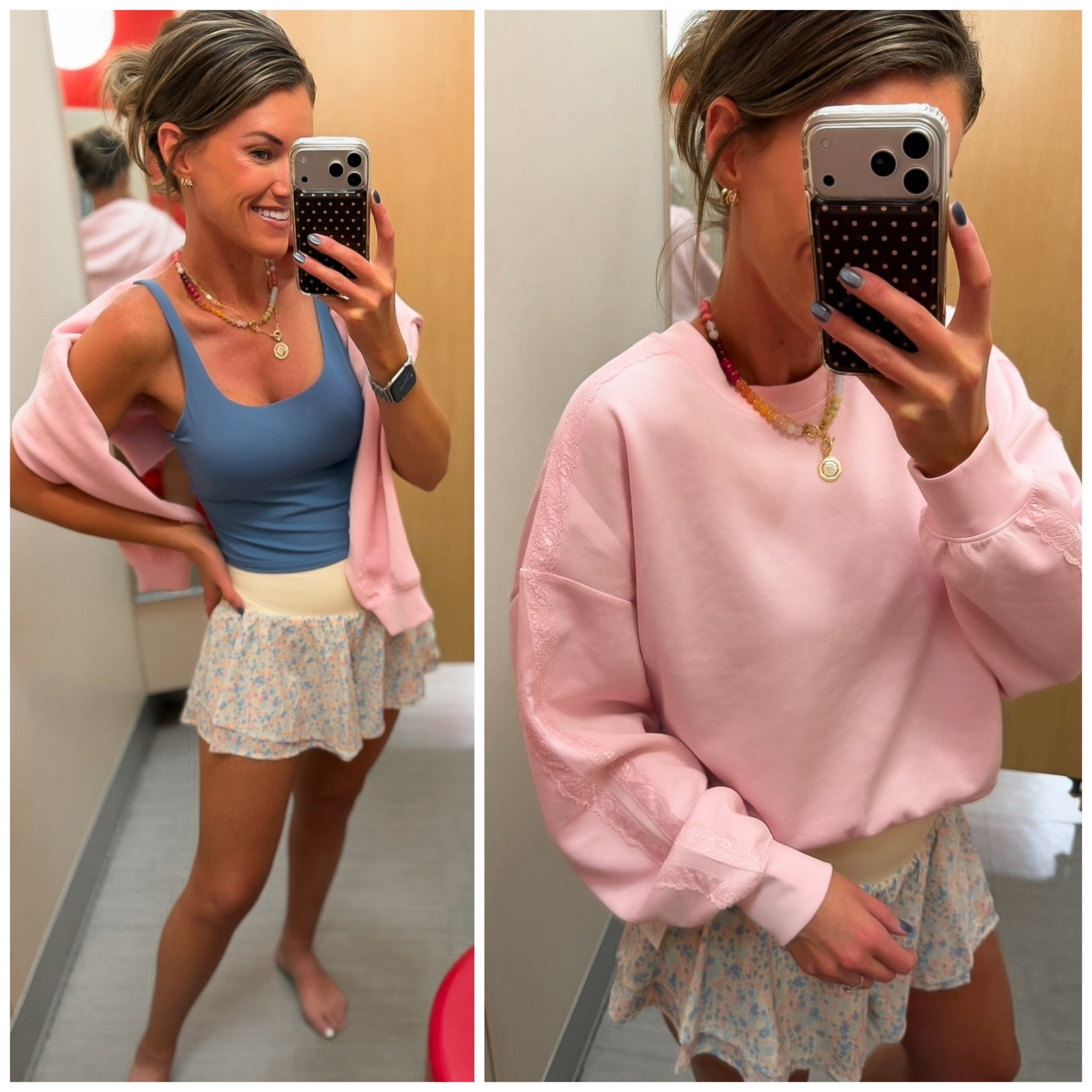 Target padded tank tops and flowy shorts are always a seasonal favorite. Both less than $17 right now. 
Wearing medium in both. Sweatshirt/small 

#LTKSaleAlert #LTKActive