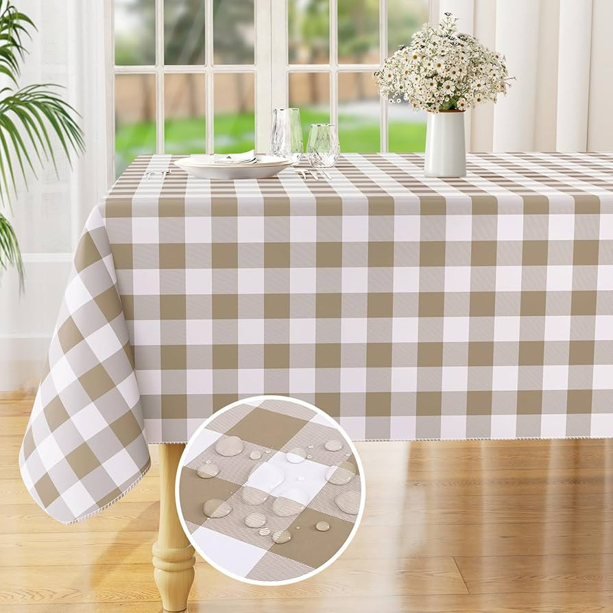 misaya Rectangle Waterproof Vinyl Table Cloth, Buffalo Flannel Backed Tablecloth, Wipeable Plasti... | Amazon (US)