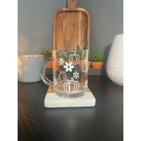 Pumpkins & Flowers Glass Mug || Fall Halloween Trendy Drinkware | Etsy (US)