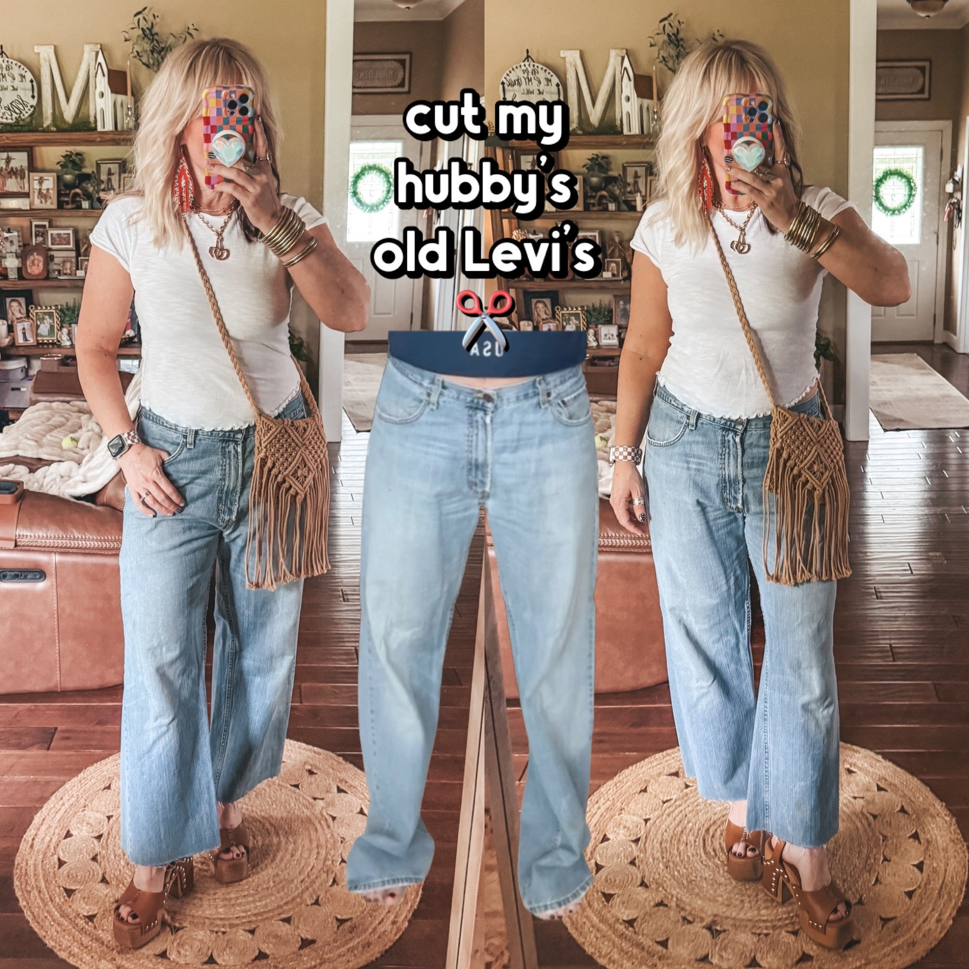 Thrift or grab a pair of your hubby’s old jeans 👖 if you can wear them. I know not everyone is close to their hubby’s jeans size. Lol 😂 This girl has a bootie! 🍑 
•I’m a size 8/M & these jeans are a size 34 
•Baby tee is older and I linked similar 
•Sandals are true to size 
✨My horse bit necklace is @kcchicdesigns save 40% with code MANDIE

#LTKootd #LTKgrwm #LTKOver40
