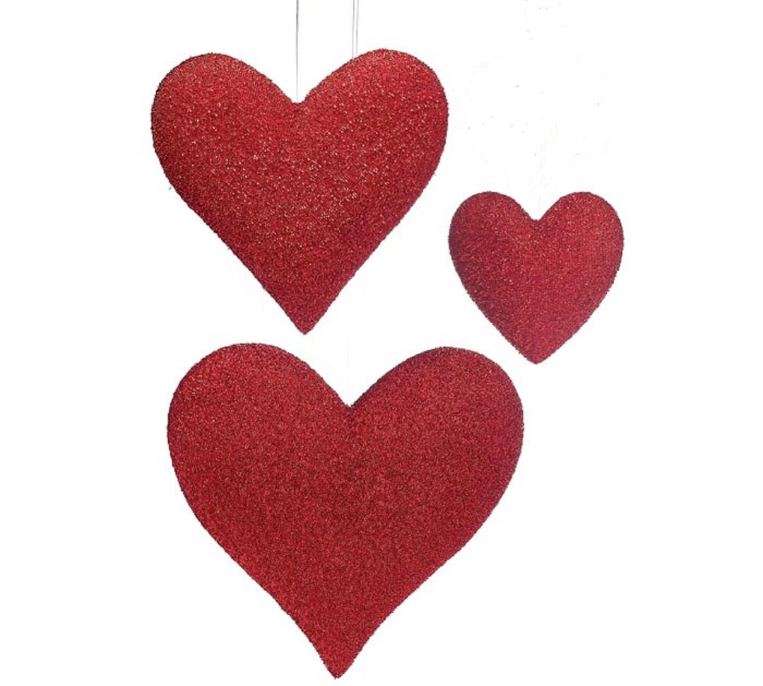 Red Heart for Valentine's Day, Wreath Attachment, Hanging Hearts, Valentine Decor, Heart Ornament... | Etsy (US)