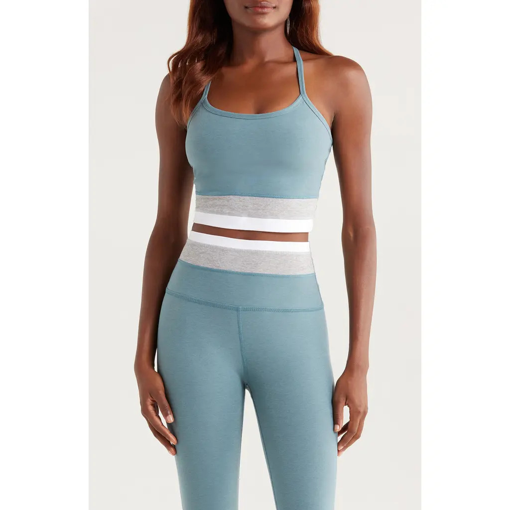 Beyond Yoga Colorblock Space Dye Crop Tank Top in Storm Tri-Color Heather at Nordstrom, Size X-Small | Nordstrom