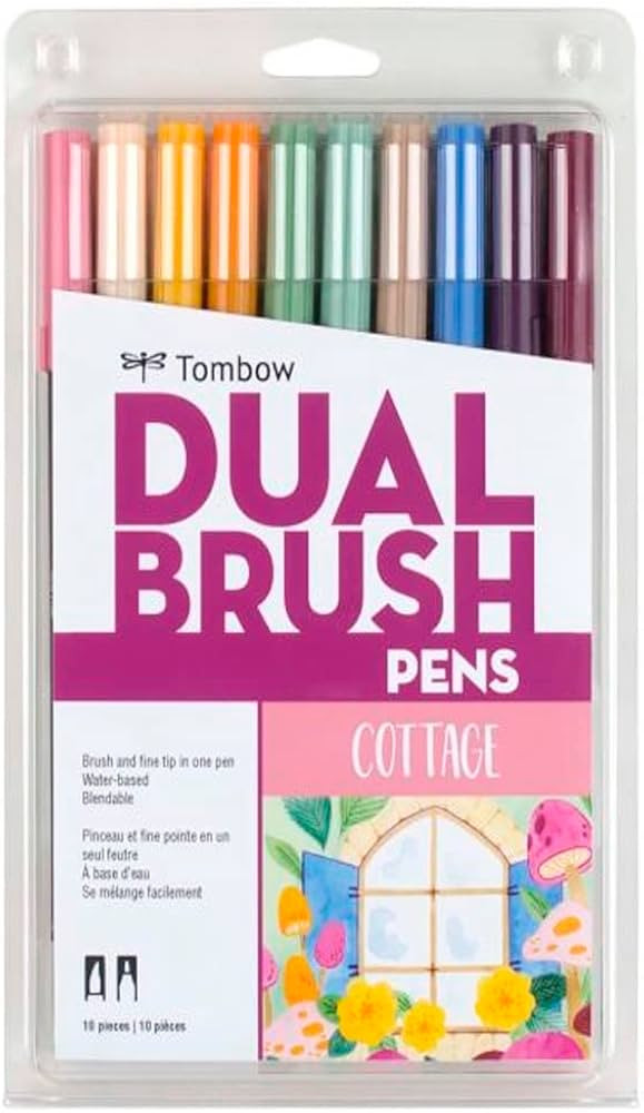 Tombow 56216 Dual Brush Pen Art Markers, Cottage, 10-Pack. Blendable, Brush and Fine Tip Markers | Amazon (US)