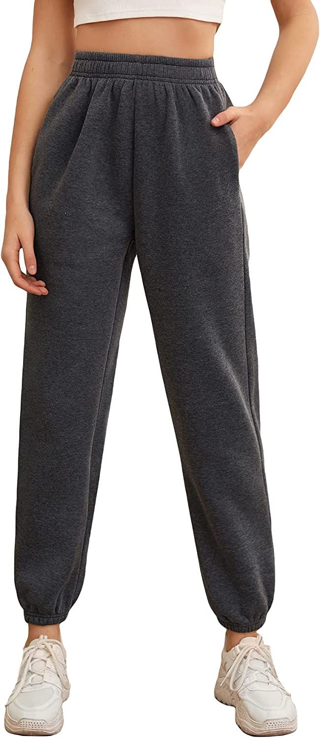 SOLY HUX Women's High Elastic Waisted Sweatpants Casual Jogger Pants with Pockets | Amazon (US)
