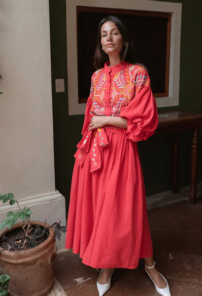 Francisca Coral Long Dress | Mi Golondrina