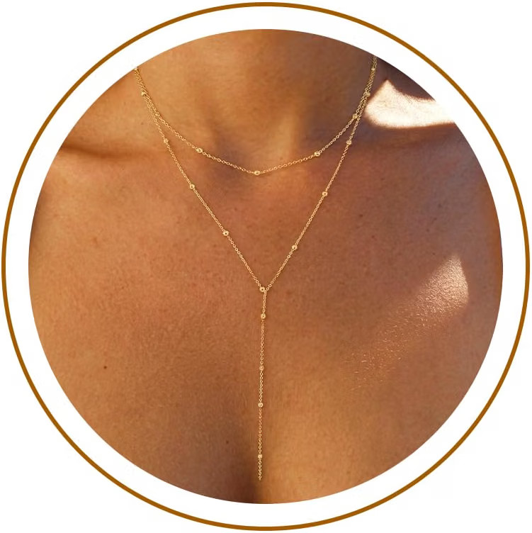 Foxgirl Lariat Gold Necklace for Women, Dainty Long Necklace 14k Gold Plated/Silver Y-Shaped Pend... | Amazon (US)