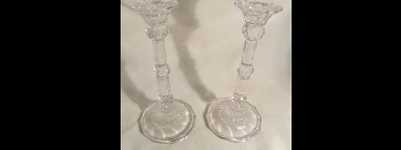 Vintage Pair of Tall Crystal Candlestick Holders | Etsy (US)