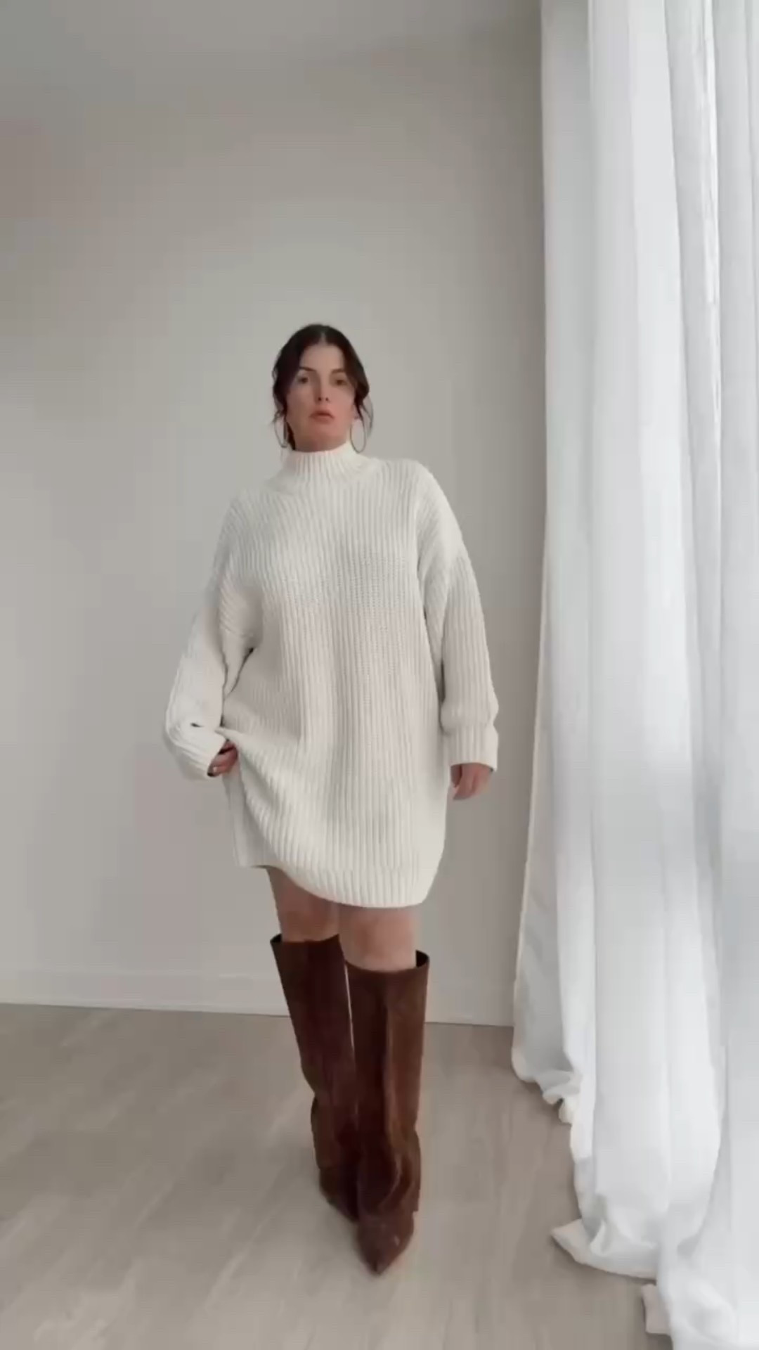 Winter outfits 
Sweater dress
Boots
Coat

#LTKSeasonal #LTKootd