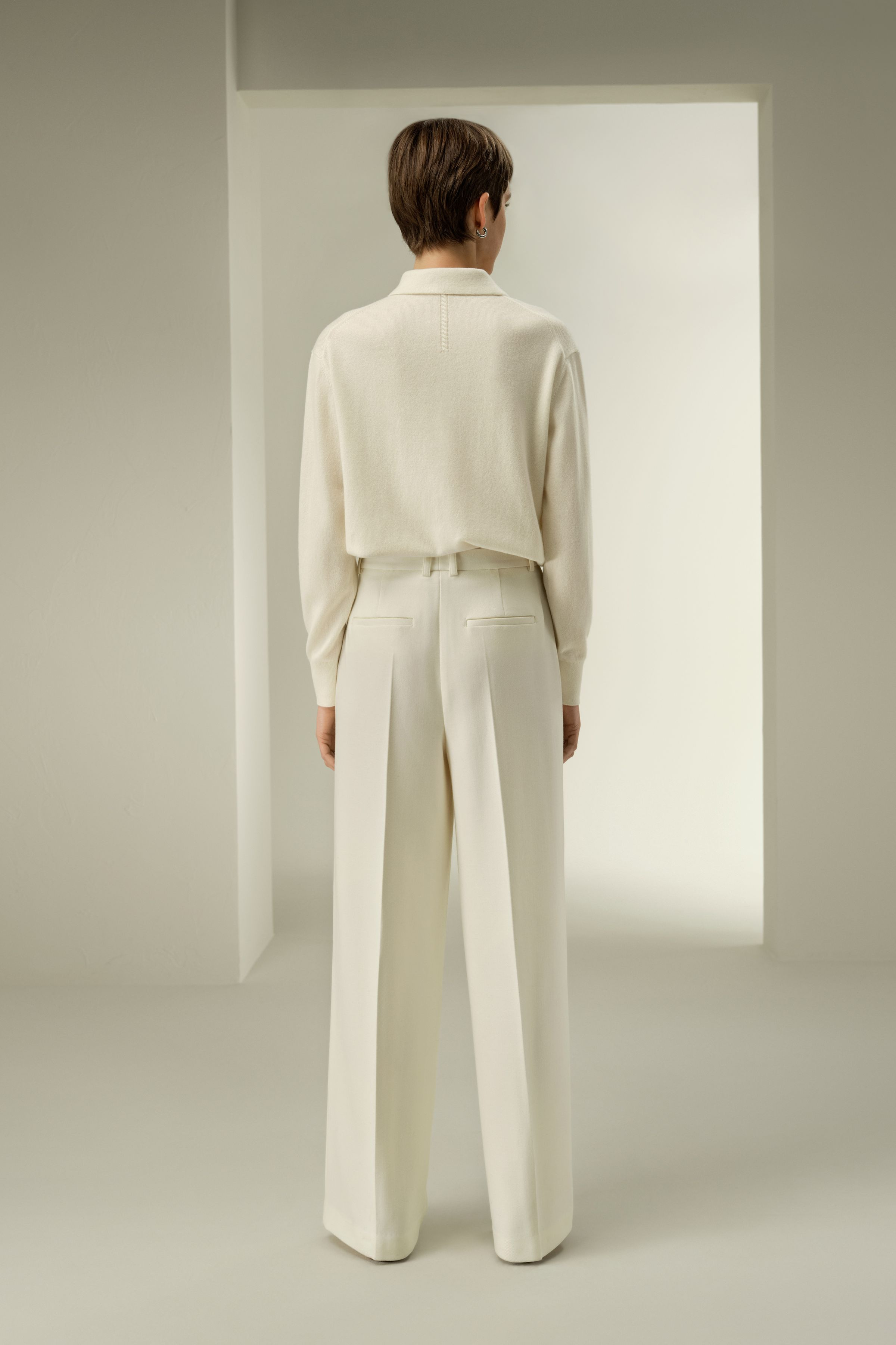 Silk-Wool Tweed Blend Trousers | LilySilk