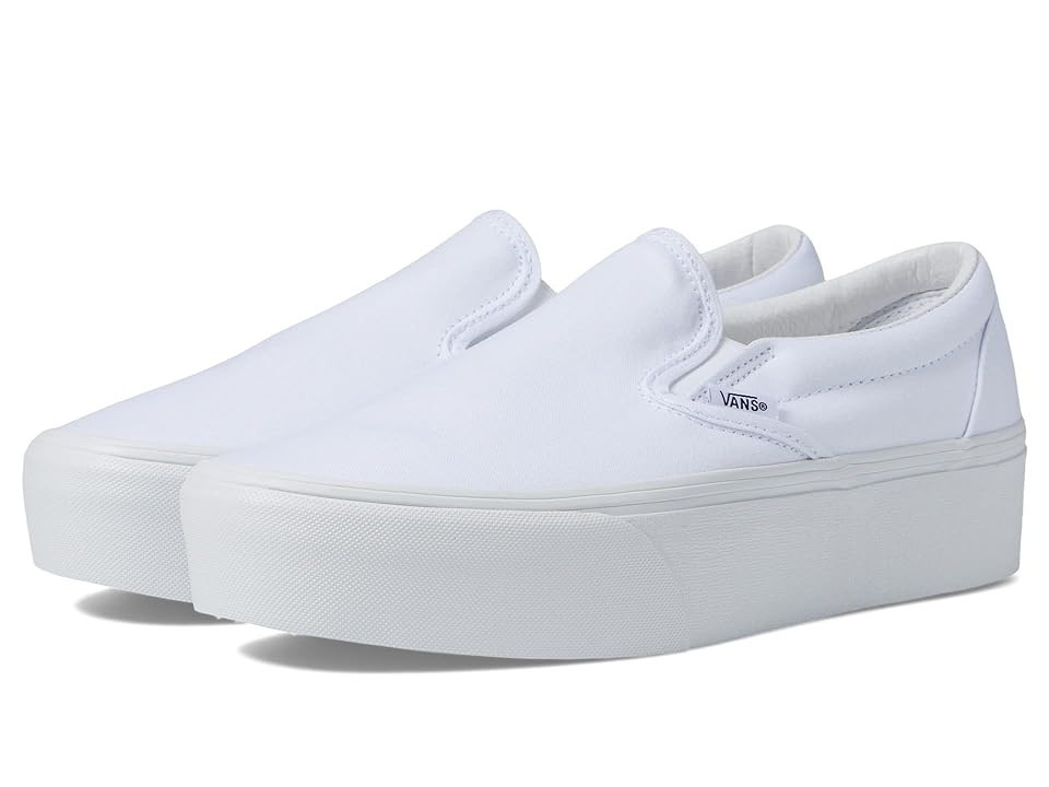 Vans Classic Slip-On Stackform Shoes True White : Men's 5 - Women's 6.5 Medium, Textile | Zappos