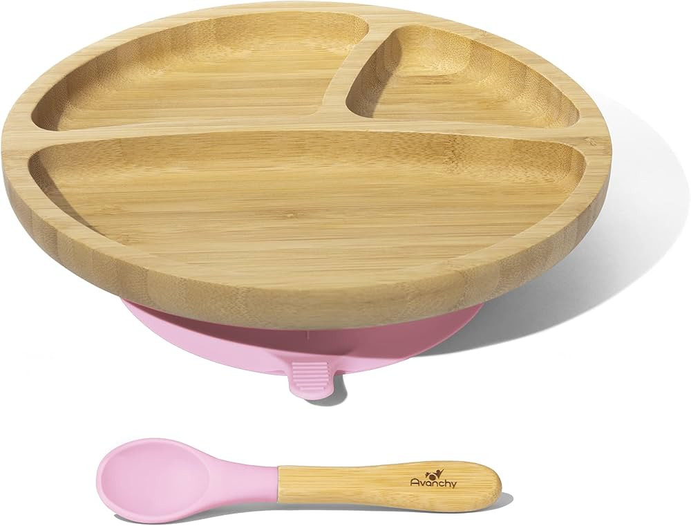 Avanchy® Toddler Baby Plates Divided Bamboo, Suction for Babies Kids with Silicone Spoon for Fee... | Amazon (US)