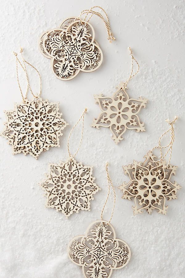 Wooden Snowflake Ornament Set | Anthropologie (US)