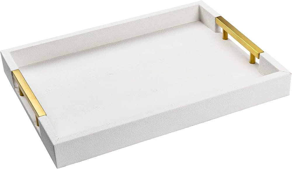 MAONAME White Serving Tray with Handles, 15.7 X 11.8 Inch Decorative Tray Coffee Table, Modern Fa... | Amazon (US)