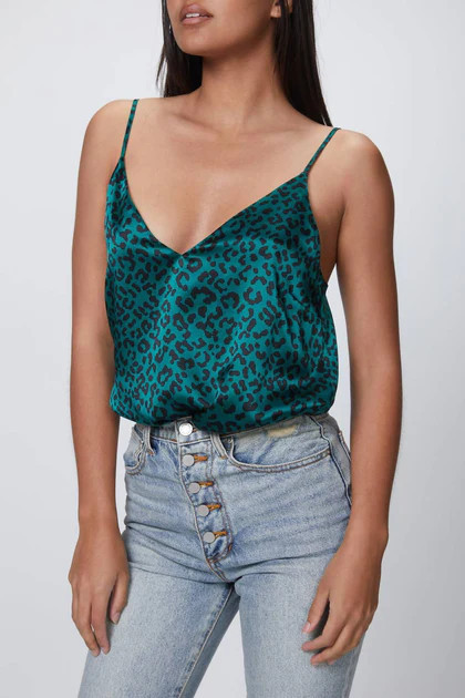 Olivia Cami In Emerald Leopard | Shop Simon